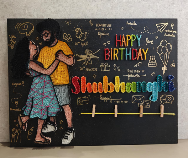 Personalized Couple String Art Frame (15×20 Inches) | Custom Photo & Name String Art | Handmade Birthday & Anniversary Gift