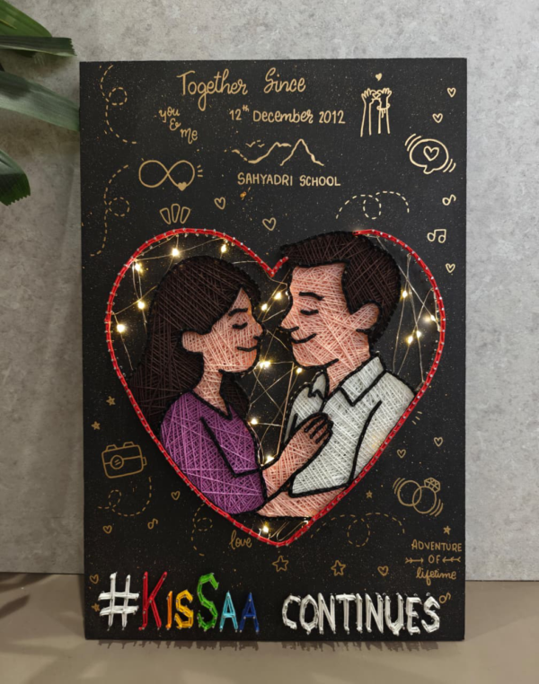Personalized Couple Heart String Art Frame (12×18 Inches) | “Together Since” Custom LED String Art Gift