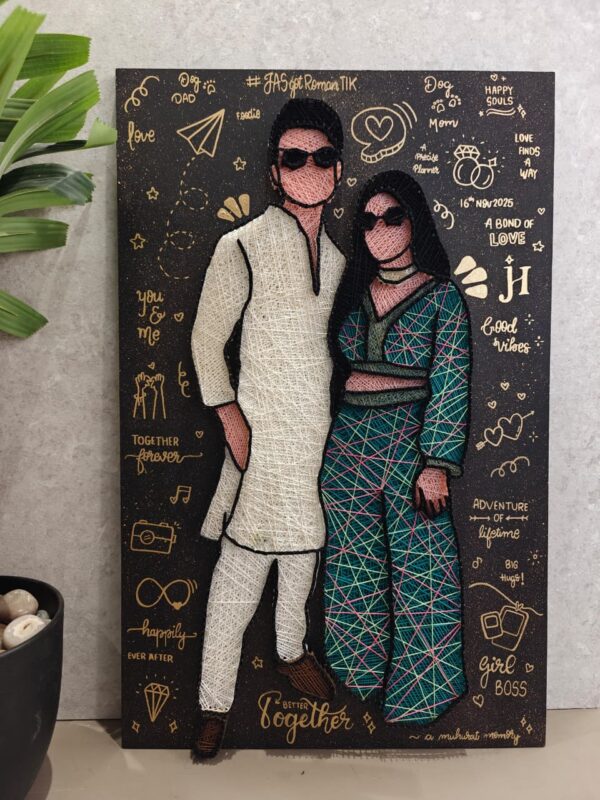 Luxury Personalized Couple String Art Portrait (18×24 Inches) | Handmade Custom Photo String Art Wall Frame