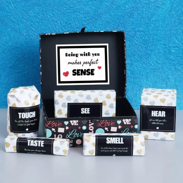 5 Senses Love Hamper Box – A Gift That Feels, Smells, Hears, Tastes & Sees Love